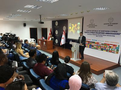 Foreign Minister Ertuğruloğlu speaks to students granted state scholarships